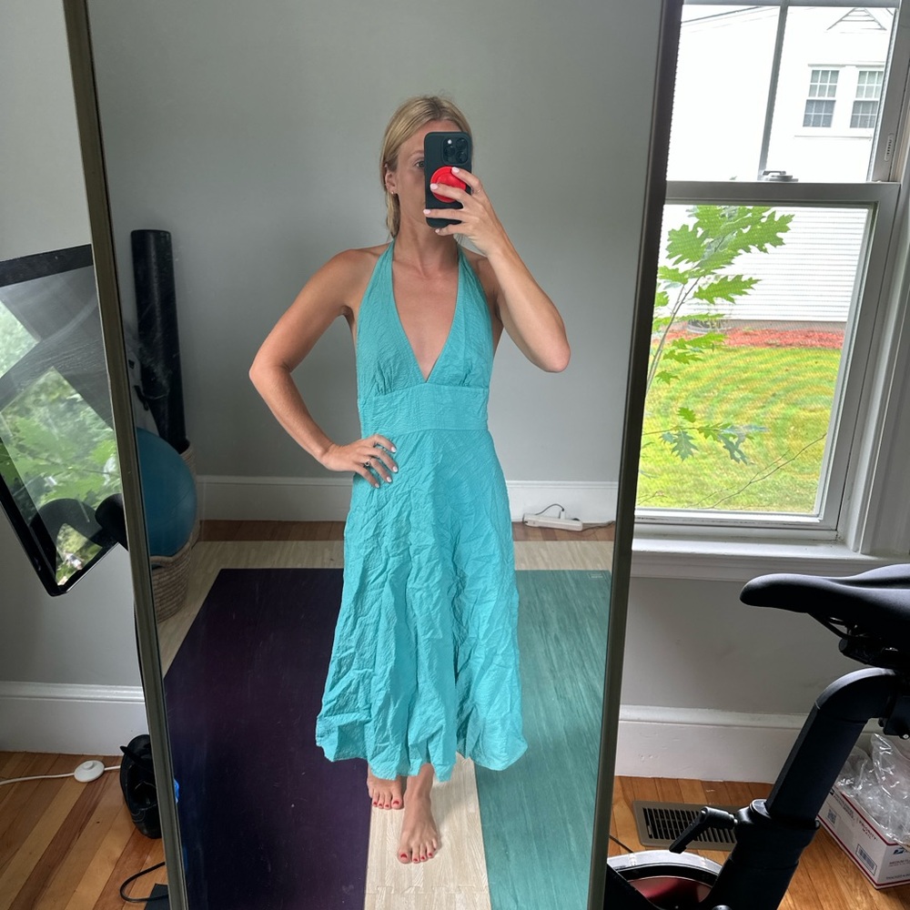 Vintage J. Crew Elegant Teal Halter Dress